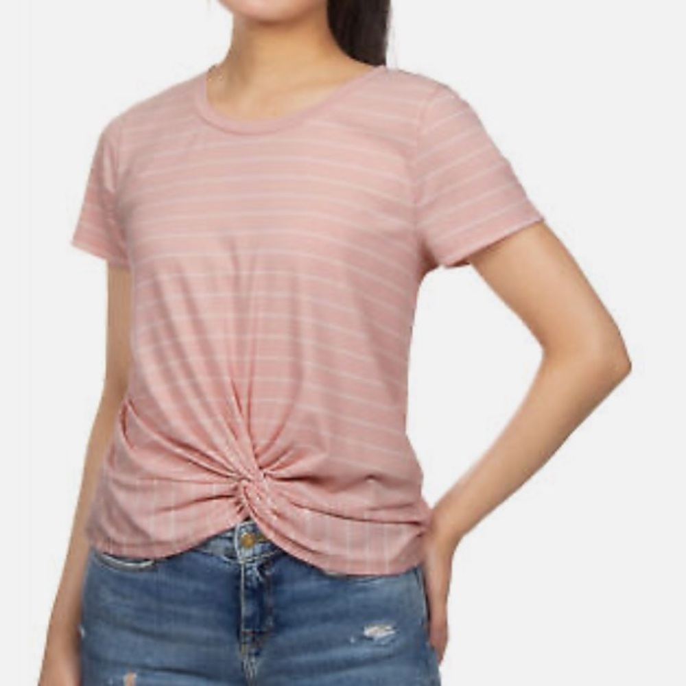 Hippie Rose Womens Juniors' Striped Twist-Front T-Shirt Sweet Rose Stripe XS